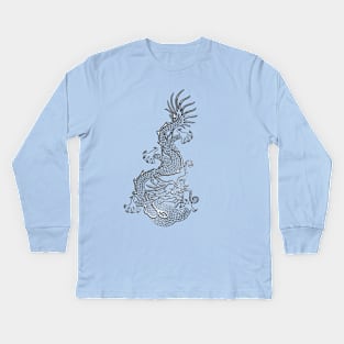 Silver Chinese Dragon Kids Long Sleeve T-Shirt